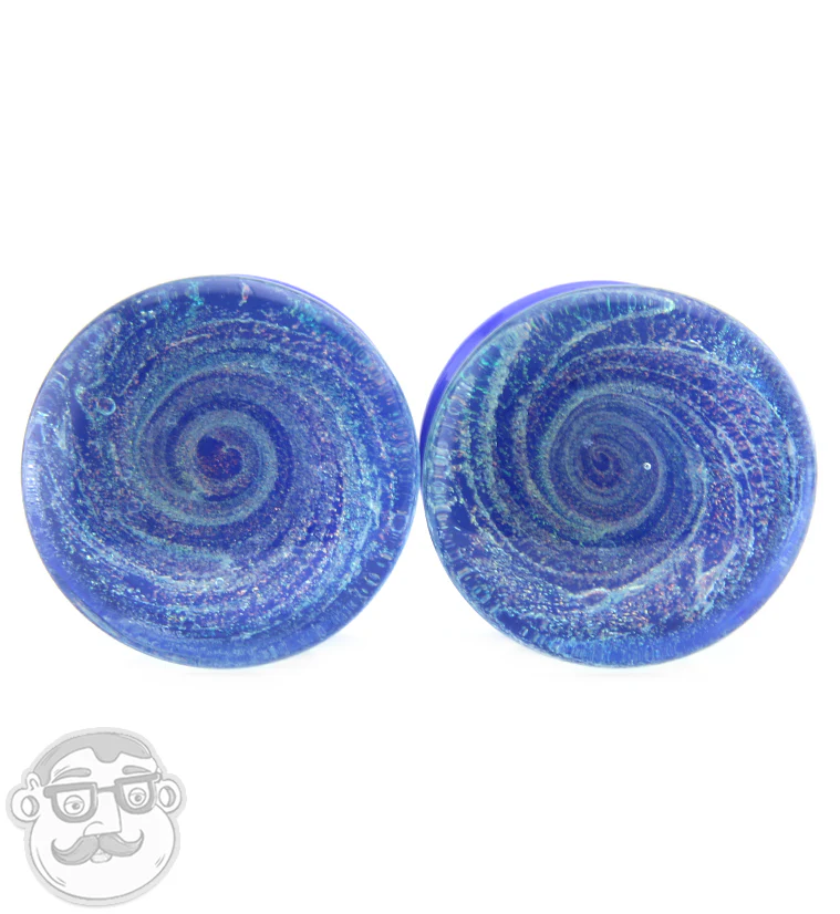 Blue Cosmic Spiral Glass Plugs - Mrs Treak