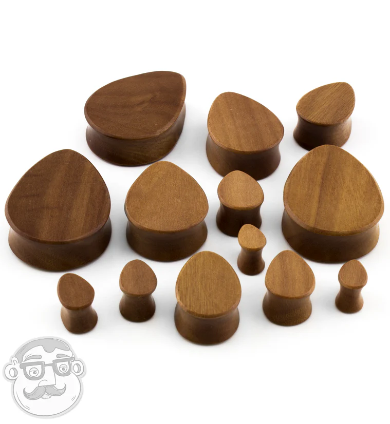 Saba Wood Teardrop Plugs - Mrs Treak