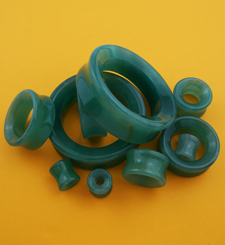Aventurine Stone Double Flare Tunnels - Mrs Treak