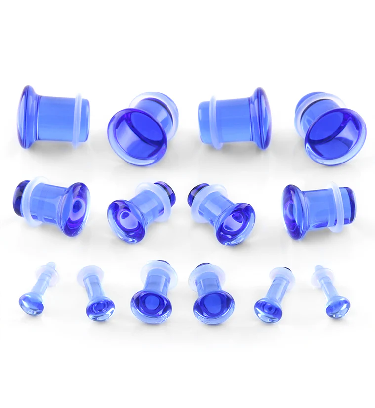Royal Blue Glass Plugs - Single Flare - Mrs Treak