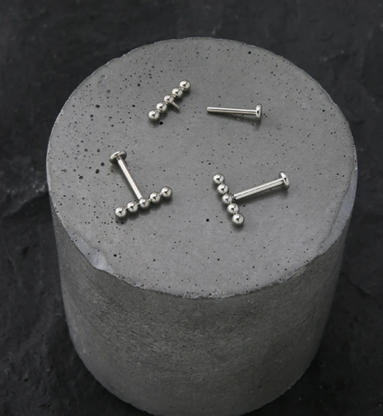 Line Beaded Titanium Internally Threaded Labret - Mrs Treak