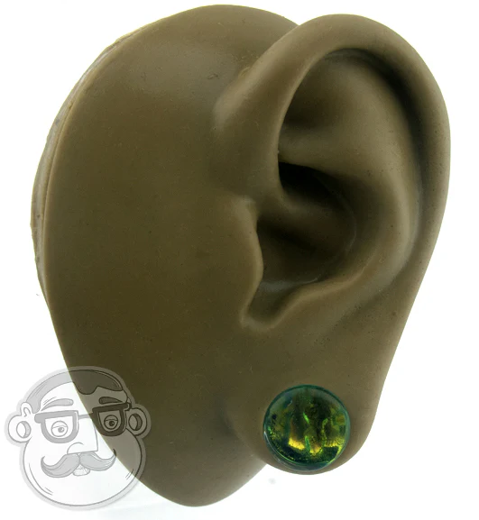 Green Dichroic Glass Plugs - Single Flare - Mrs Treak