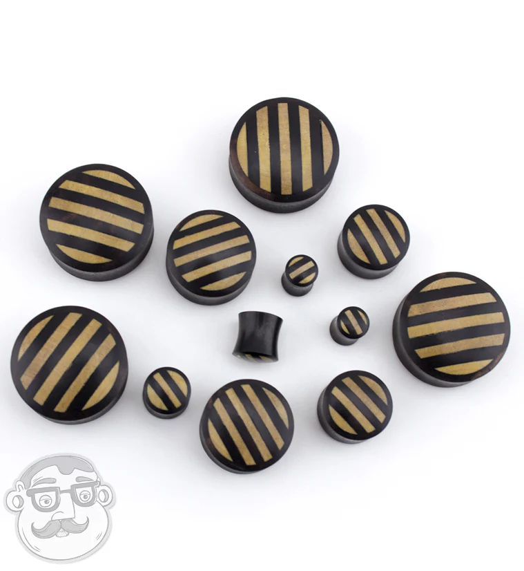 Areng Wooden Plugs With Striped Inlay - Mrs Treak