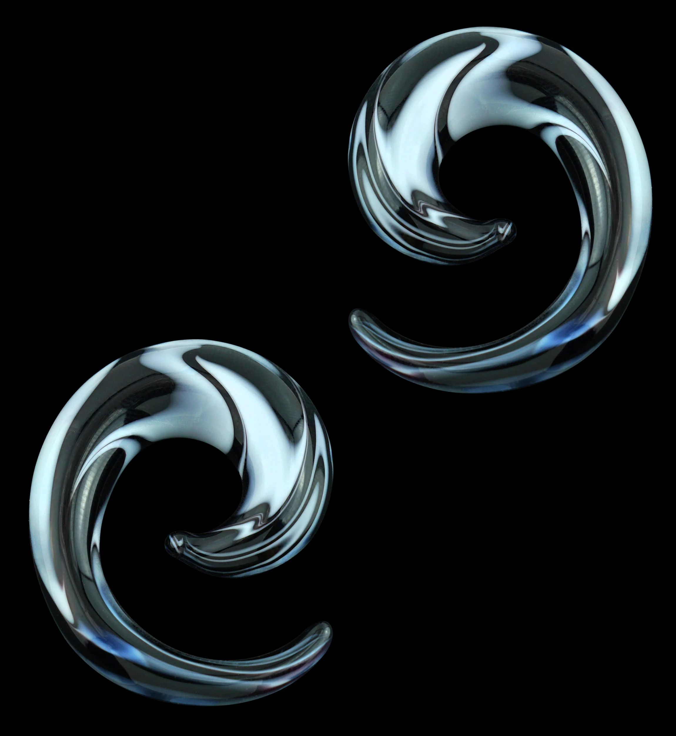 White & Black Swirl Glass Spirals - Mrs Treak
