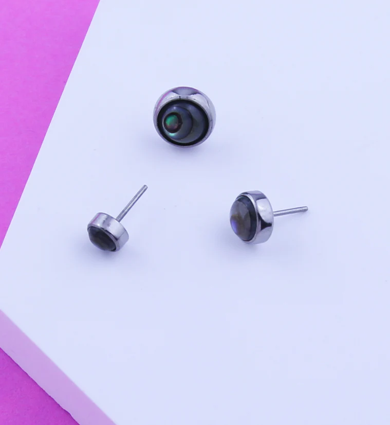 Bezel Abalone Shell Titanium Threadless Top - Mrs Treak