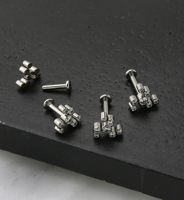 Whirl CZ Titanium Internally Threaded Labret - Mrs Treak