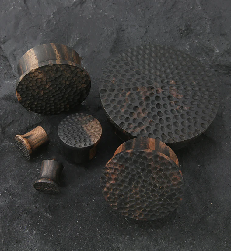 Hammered Areng Wood Mayan Flare Plugs - Mrs Treak