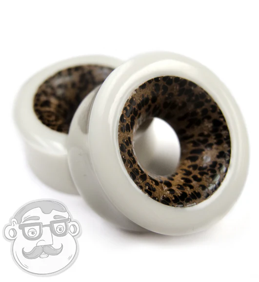 Concave Bone Tunnel Plugs With Coconut Inlay - Mrs Treak