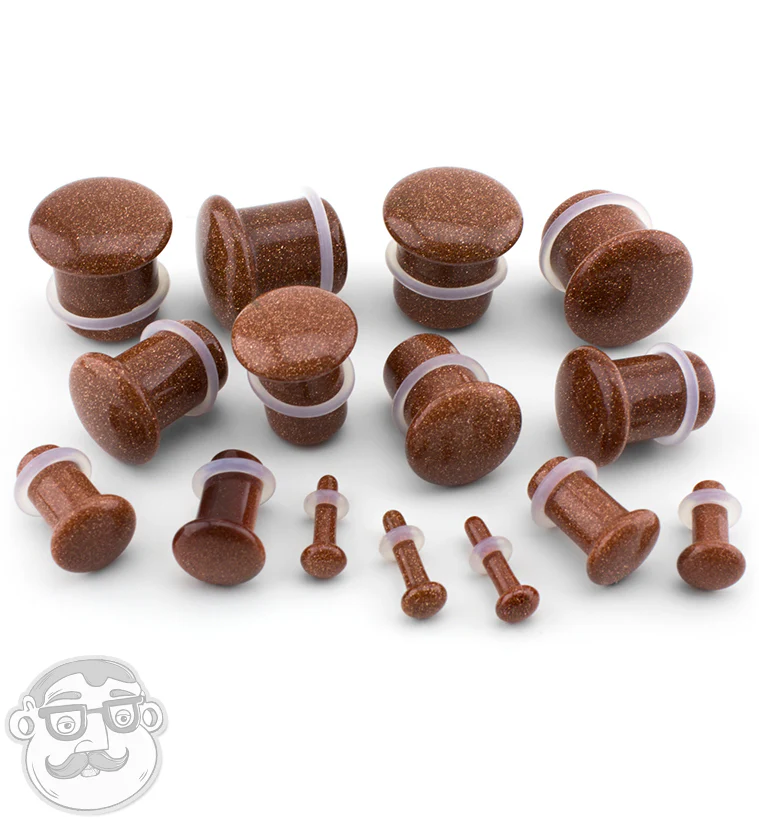 Single Flare Goldstone Glass Plugs - Mrs Treak