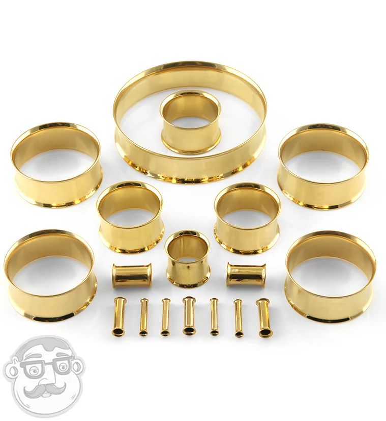 Gold PVD Double Flare Tunnels - Mrs Treak