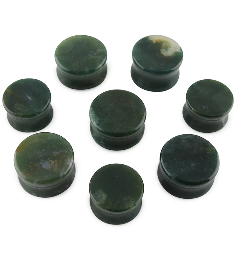 Forest Green Agate Stone Plugs - Mrs Treak