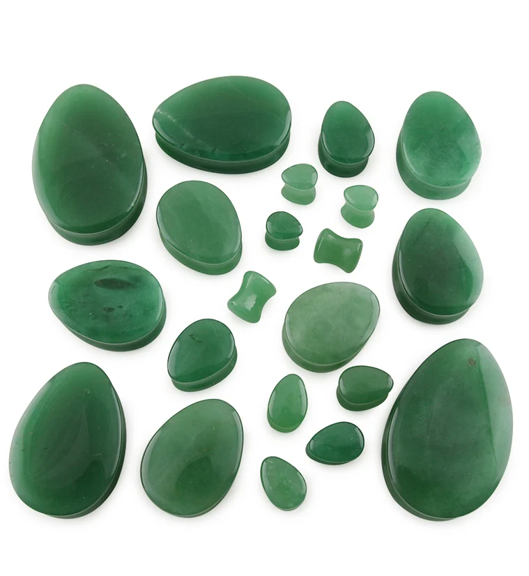 Aventurine Stone Teardrop Plugs - Mrs Treak