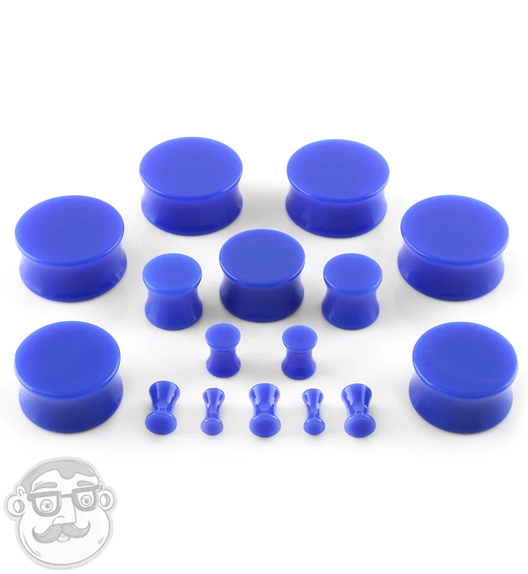 Blue Double Flare Solid Plugs - Mrs Treak