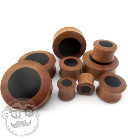 Saba Wood Plugs With Sono Wood Inlay - Mrs Treak