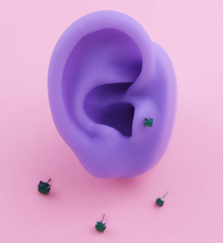 Prong Aventurine Stone Titanium Threadless Top - Mrs Treak