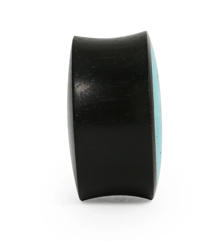 Crushed Turquoise Stone Inlay Tunnel Wood Plugs - Mrs Treak