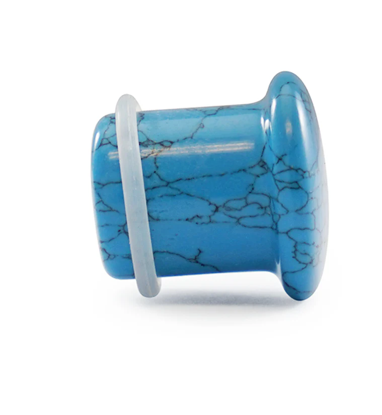 Turquoise Howlite Stone Single Flare Plugs - Mrs Treak