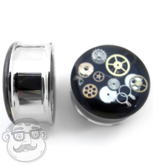 Steel Steampunk Plugs - Mrs Treak