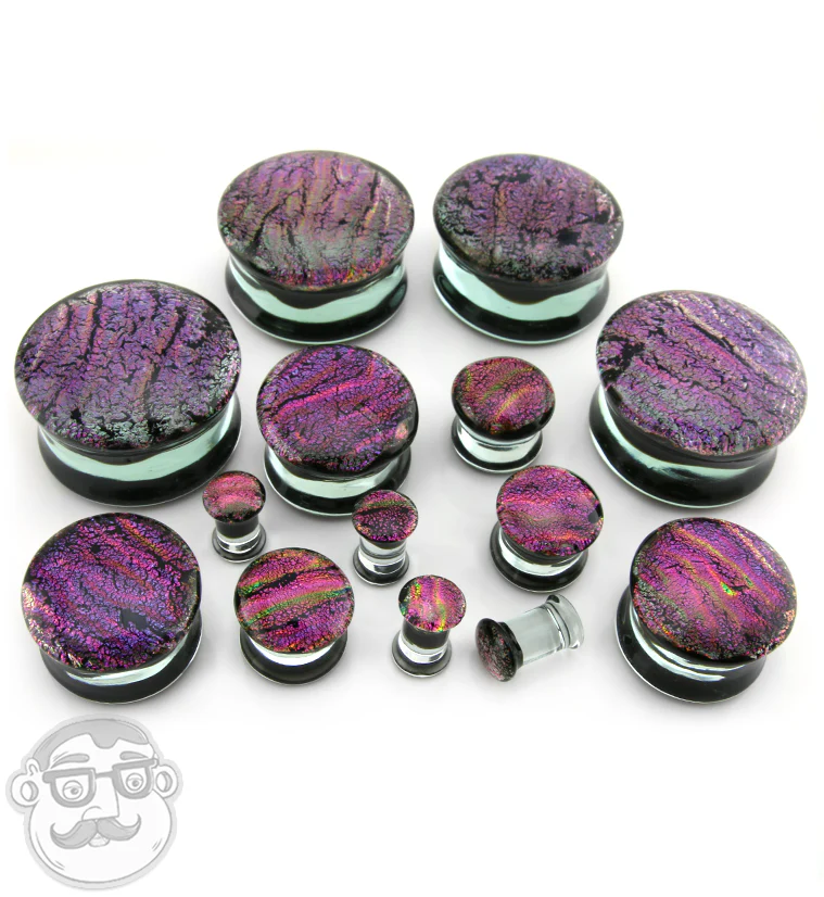 Arcadia Pink & Purple Dichroic Glass Plugs - Mrs Treak