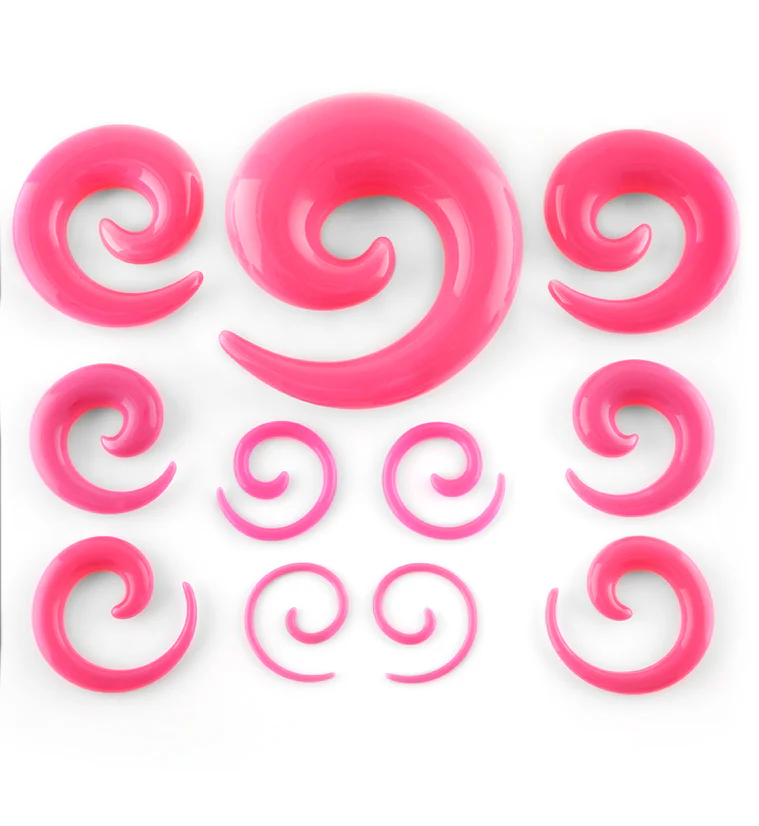 Hot Pink Acrylic Spirals - Mrs Treak