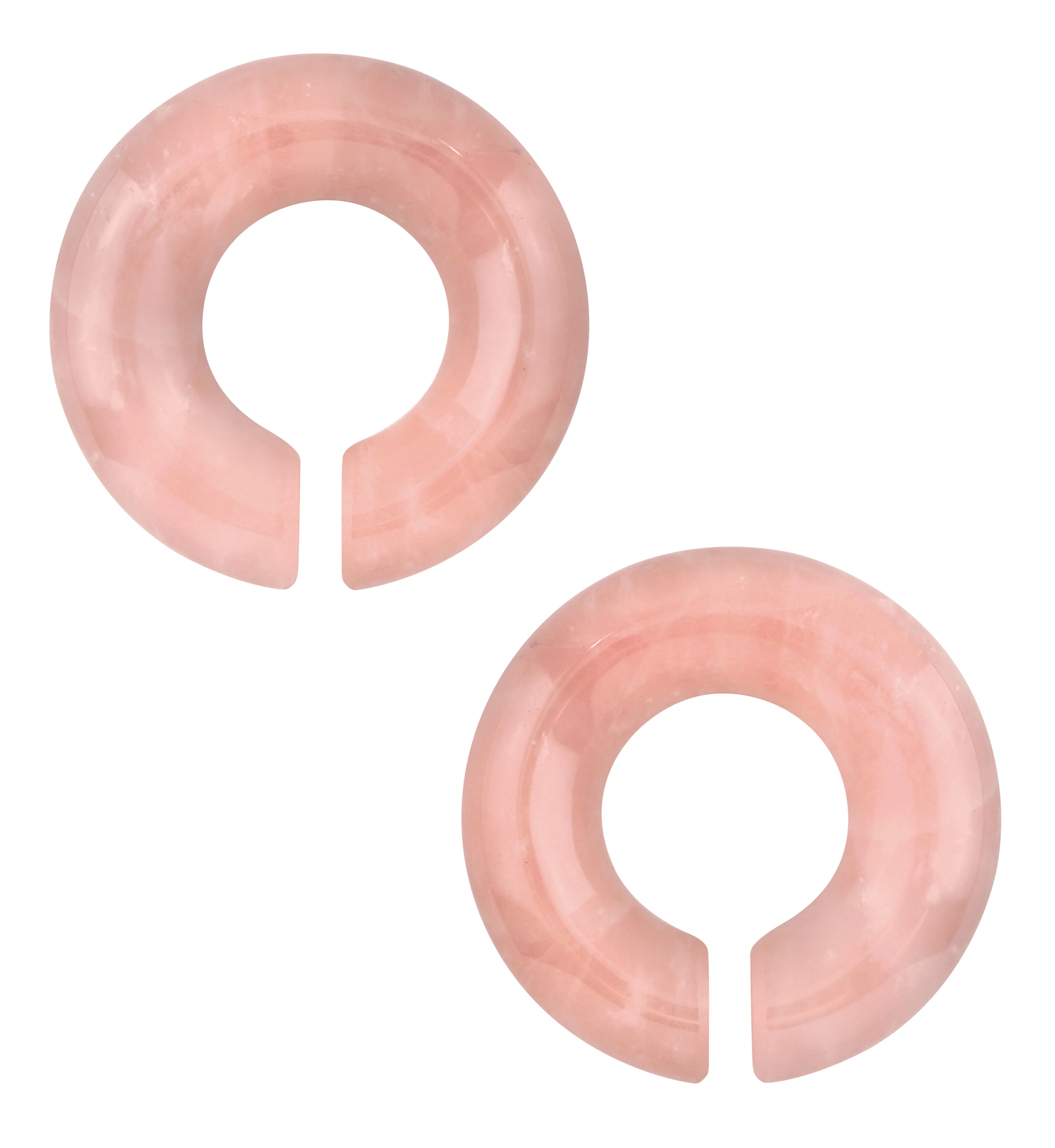 Rose Quartz Stone Hoop Plugs - Mrs Treak