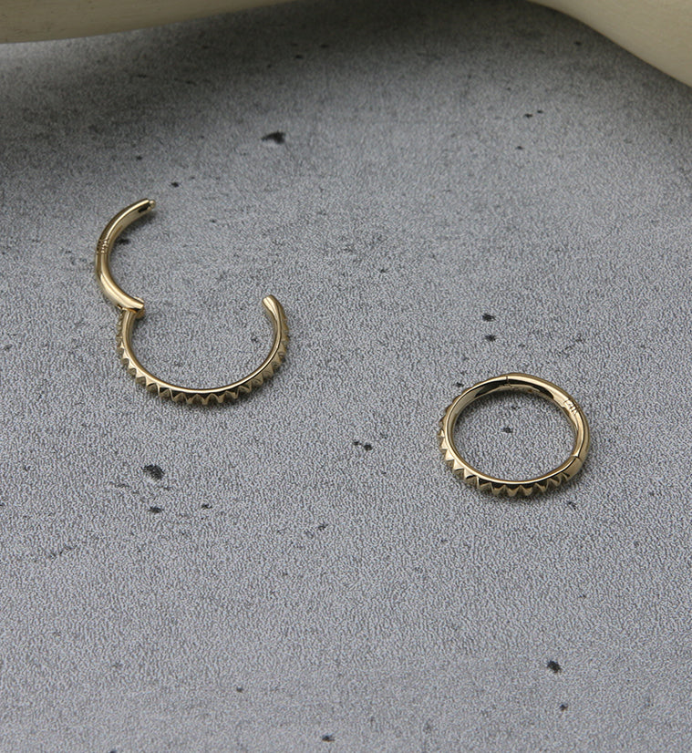 14kt Gold Polyhedra Edge Hinged Segment Ring - Mrs Treak