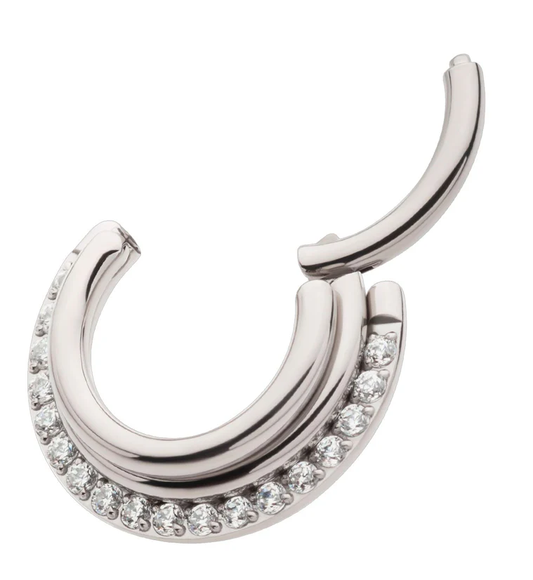 Triple Stacked CZ Titanium Hinged Segment Ring - Mrs Treak