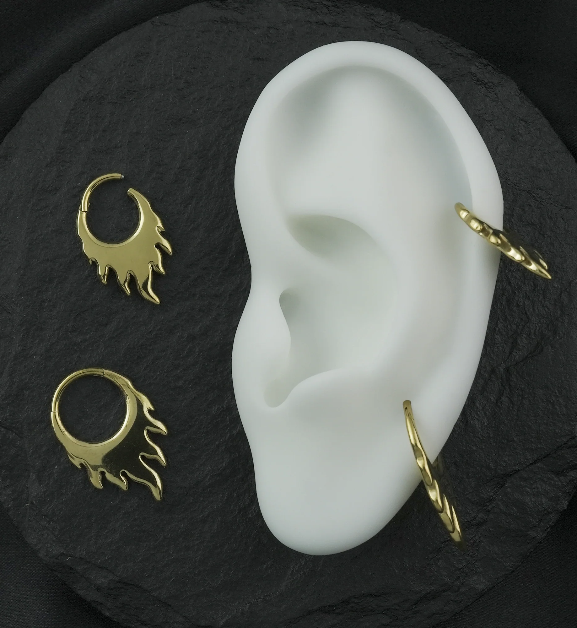 Gold PVD Blaze Titanium Hinged Segment Ring - Mrs Treak