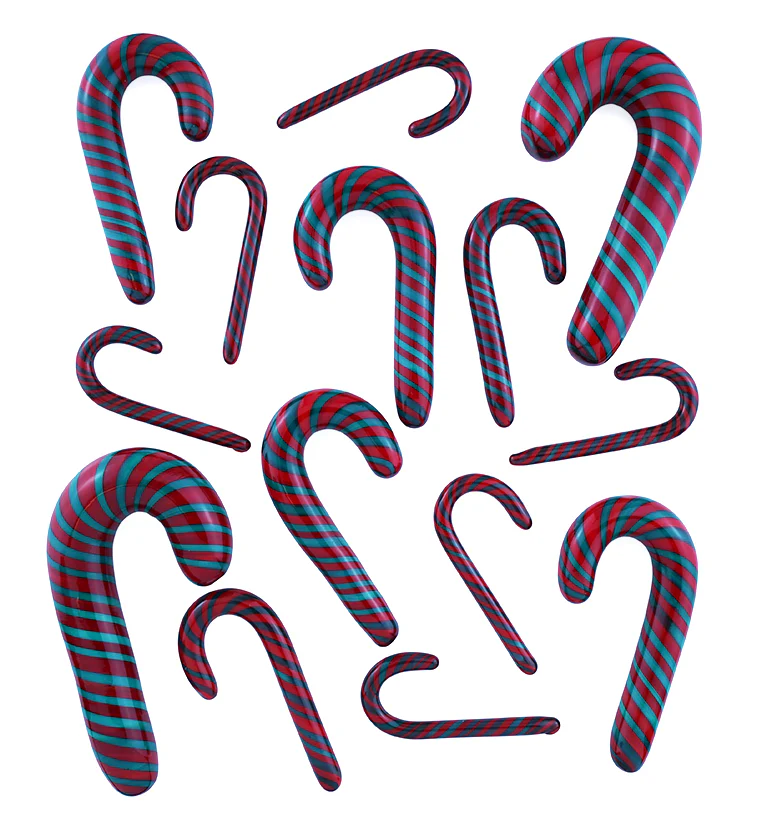 Green and Red Candy Cane Glass Ear Hangers - Mrs Treak