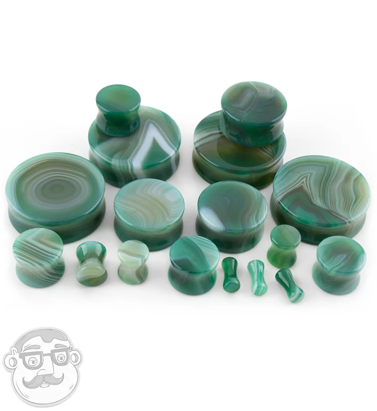 Green Agate Stone Plugs - Mrs Treak