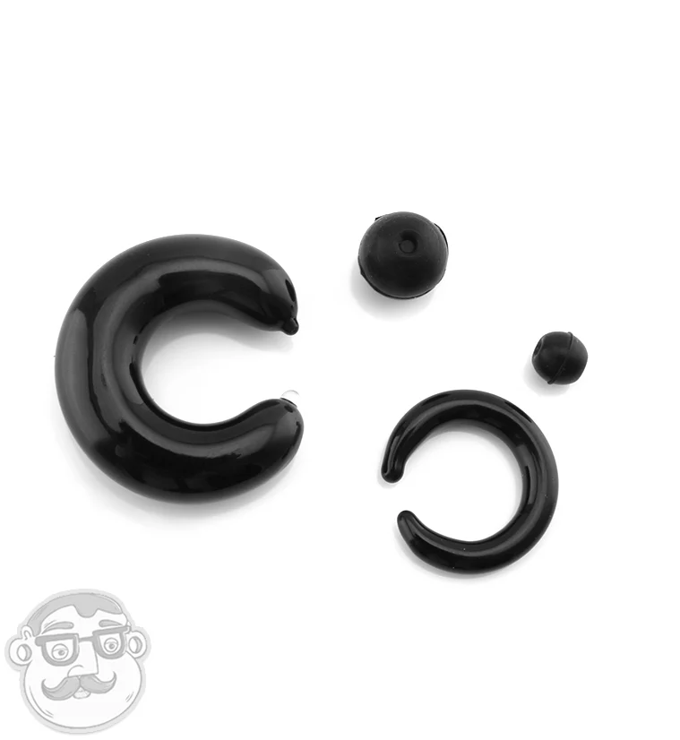 Black Glass Captive Ring - Mrs Treak