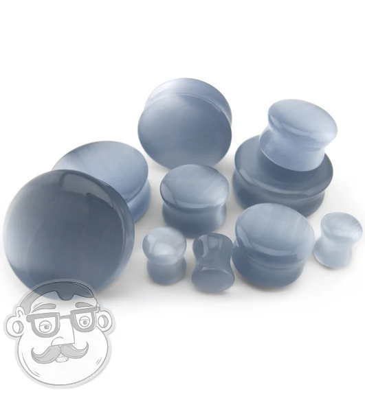 Grey Cat's Eye Glass Plugs - Mrs Treak