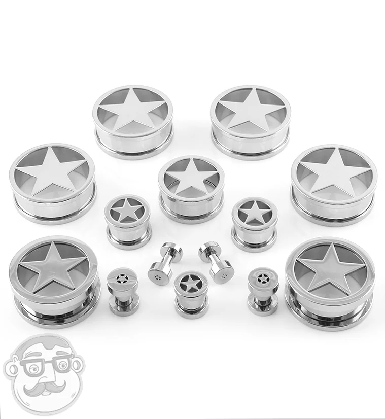 Stainless Steel Star Tunnel Plugs - Mrs Treak
