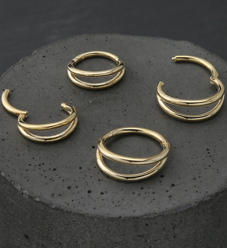 14kt Gold Double Row Hinged Segment Ring - Mrs Treak