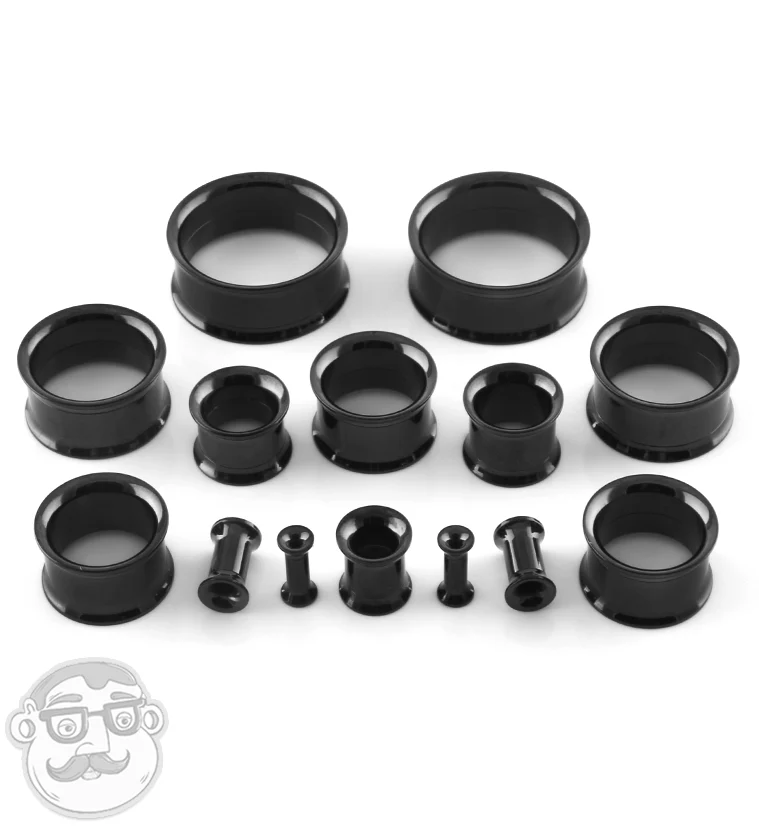 Black Stainless Steel Internally Threaded Tunnel Plugs - Mrs Treak