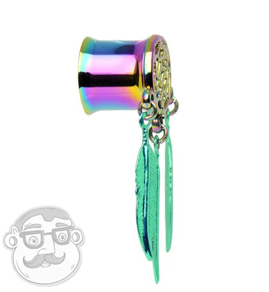 Rainbow Dreamcatcher Tunnel Plugs - Mrs Treak