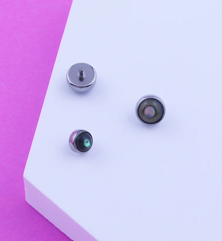 Bezel Abalone Shell Titanium Internally Threaded Top - Mrs Treak