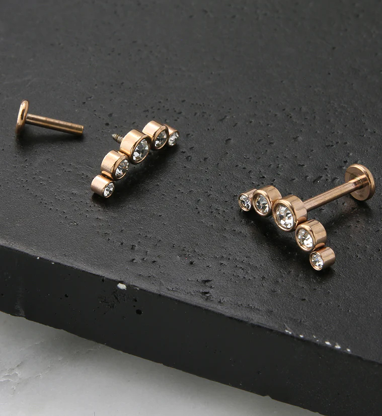 Rose Gold PVD Arch CZ Labret Post - Mrs Treak