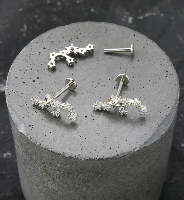 Sagittarius Constellation Clear CZ Stainless Steel Internally Threaded Labret - Mrs Treak
