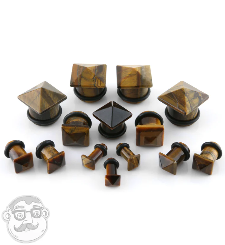 Tiger Eye Stone Squared Plugs - Mrs Treak