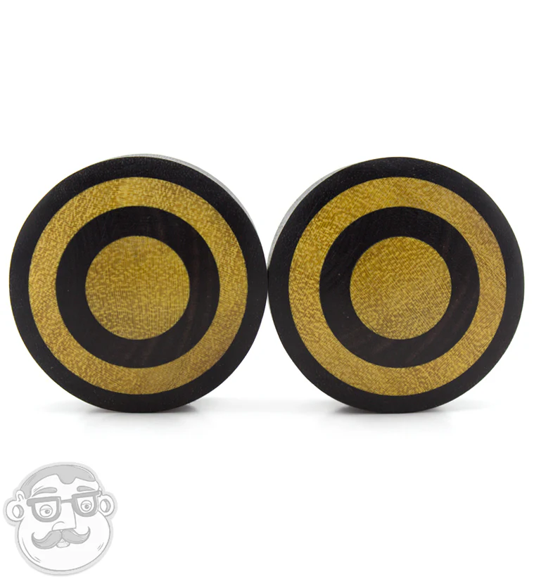 Areng Wood Plugs with Target Jackfruit Wood Inlay - Mrs Treak