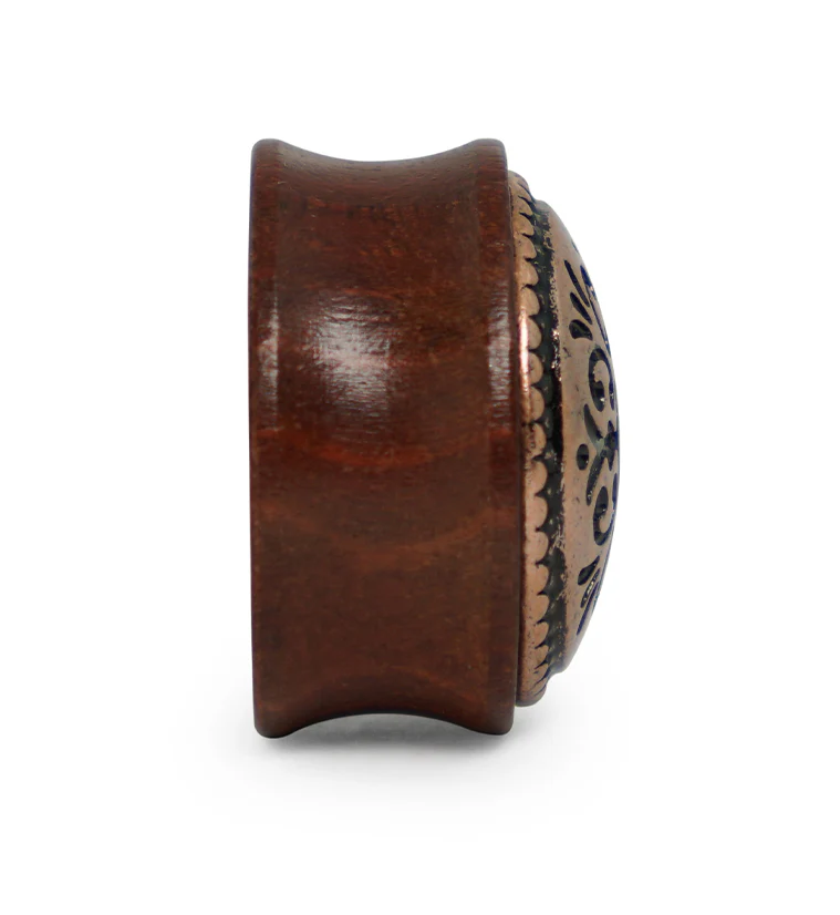 Rose Wood Plugs With Antique Brass Inlay - Mrs Treak