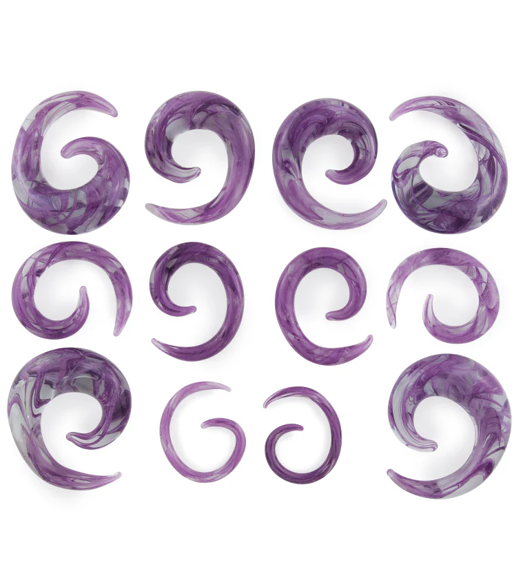 Purple Swirl Glass Spirals - Mrs Treak