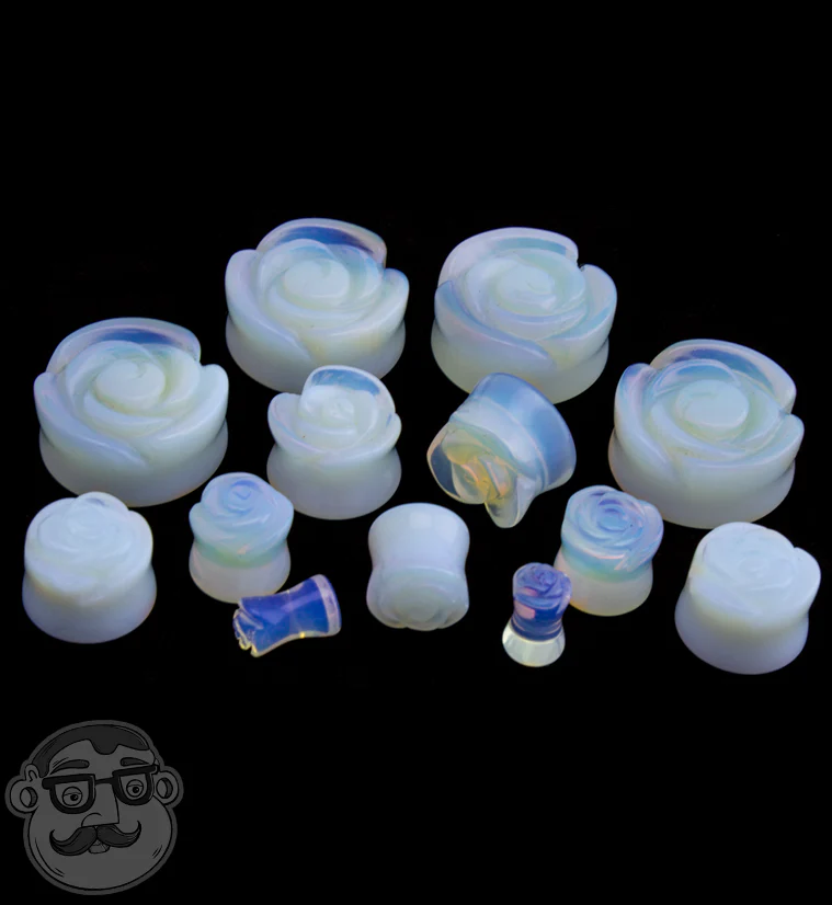 Opalite Glass Rosebud Plugs - Mrs Treak