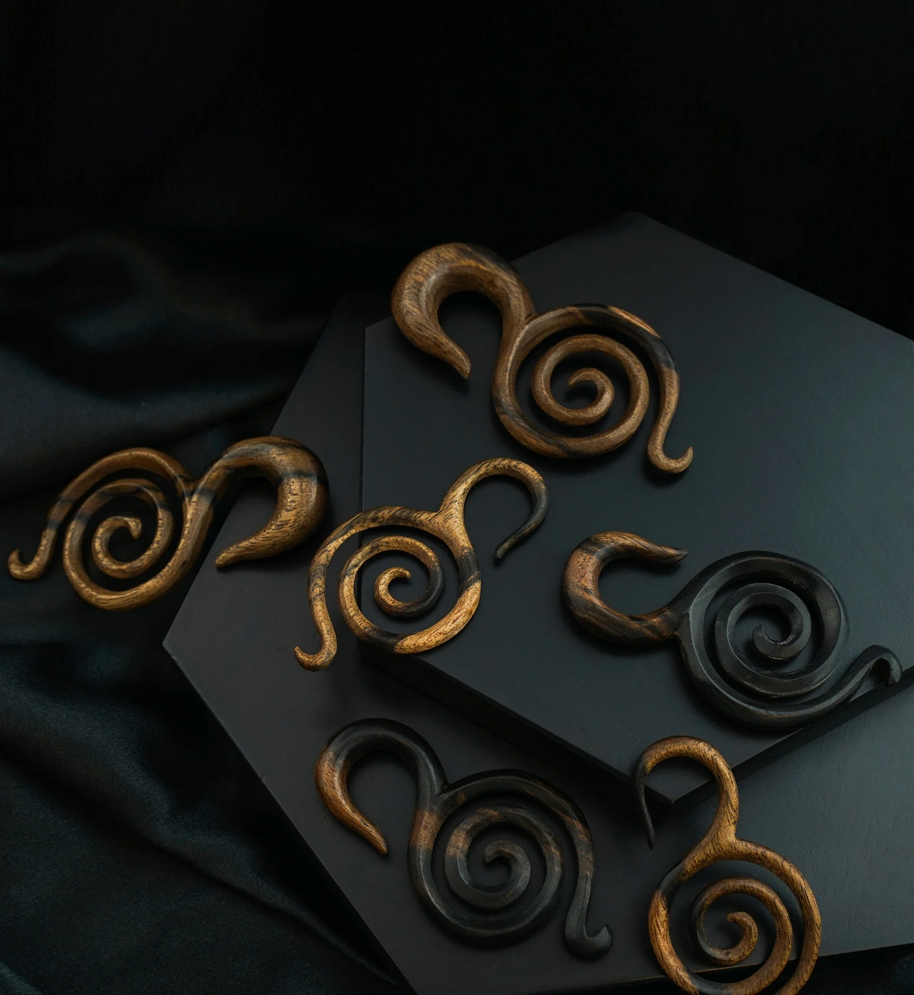 Coil Spiral Areng Wood Hangers - Mrs Treak