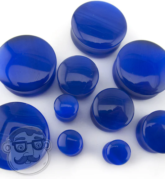 Blue Cat's Eye Glass Plugs - Mrs Treak