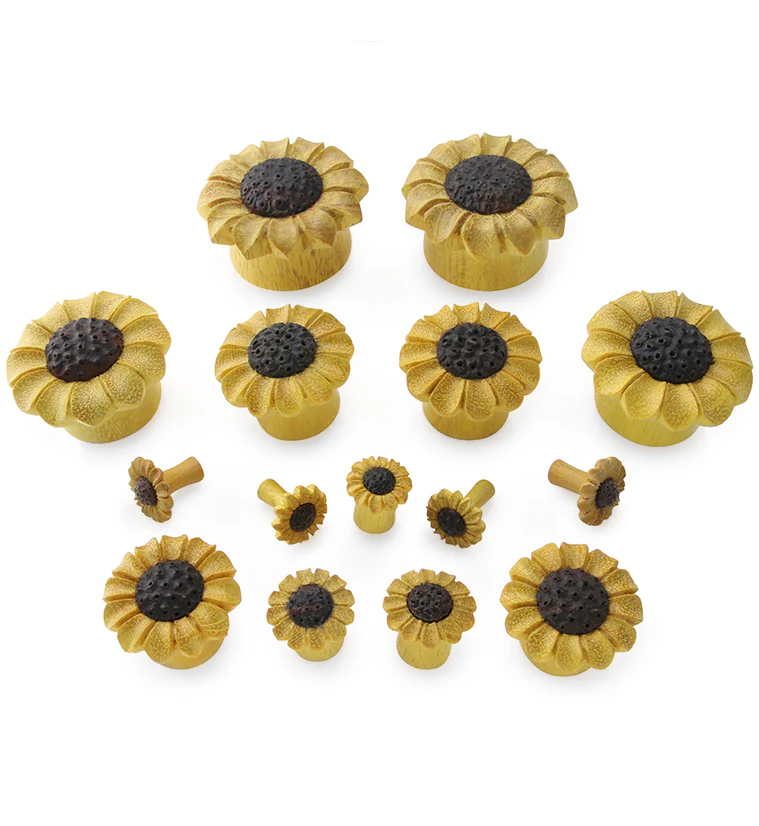 Grand Sunflower Wood Plugs - Mrs Treak