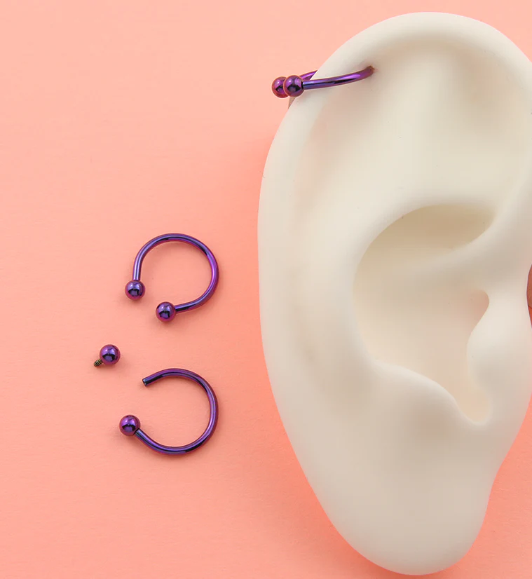 Purple Titanium Circular Barbells - Mrs Treak