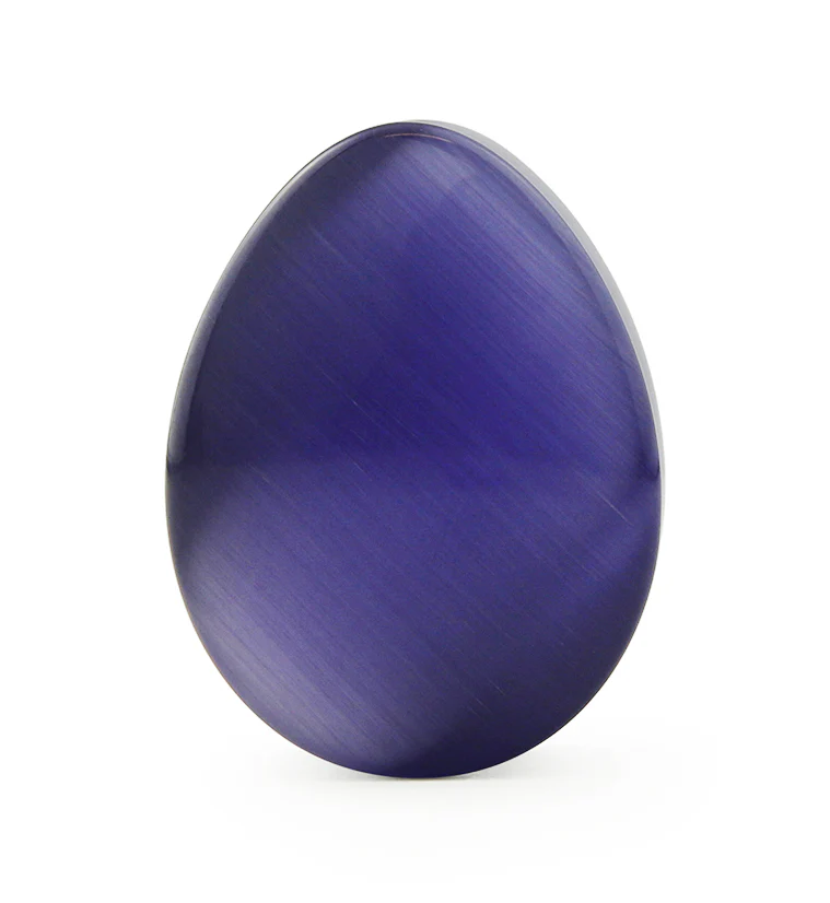 Purple Cat's Eye Glass Teardrop Plugs - Mrs Treak