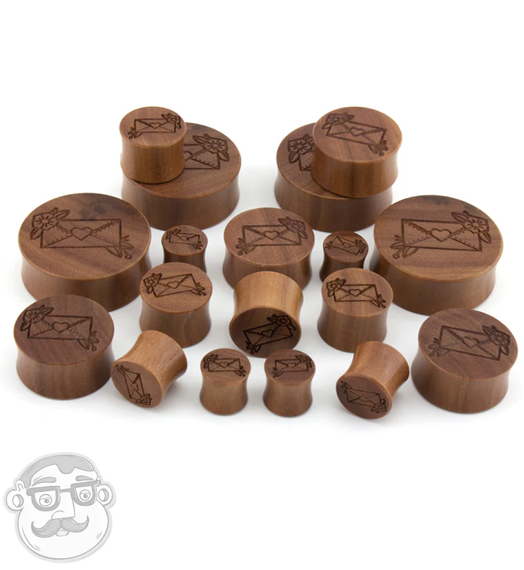 Love Letter Engraved Saba Wood Plugs - Mrs Treak